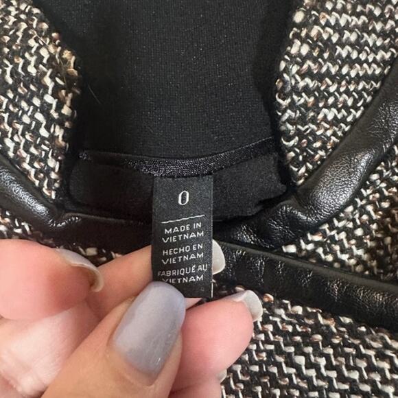 WHBM Gray & Black Tweed Long Sleeve Career Style Full Zip Jacket Women Sz 0 - Picture 9 of 13